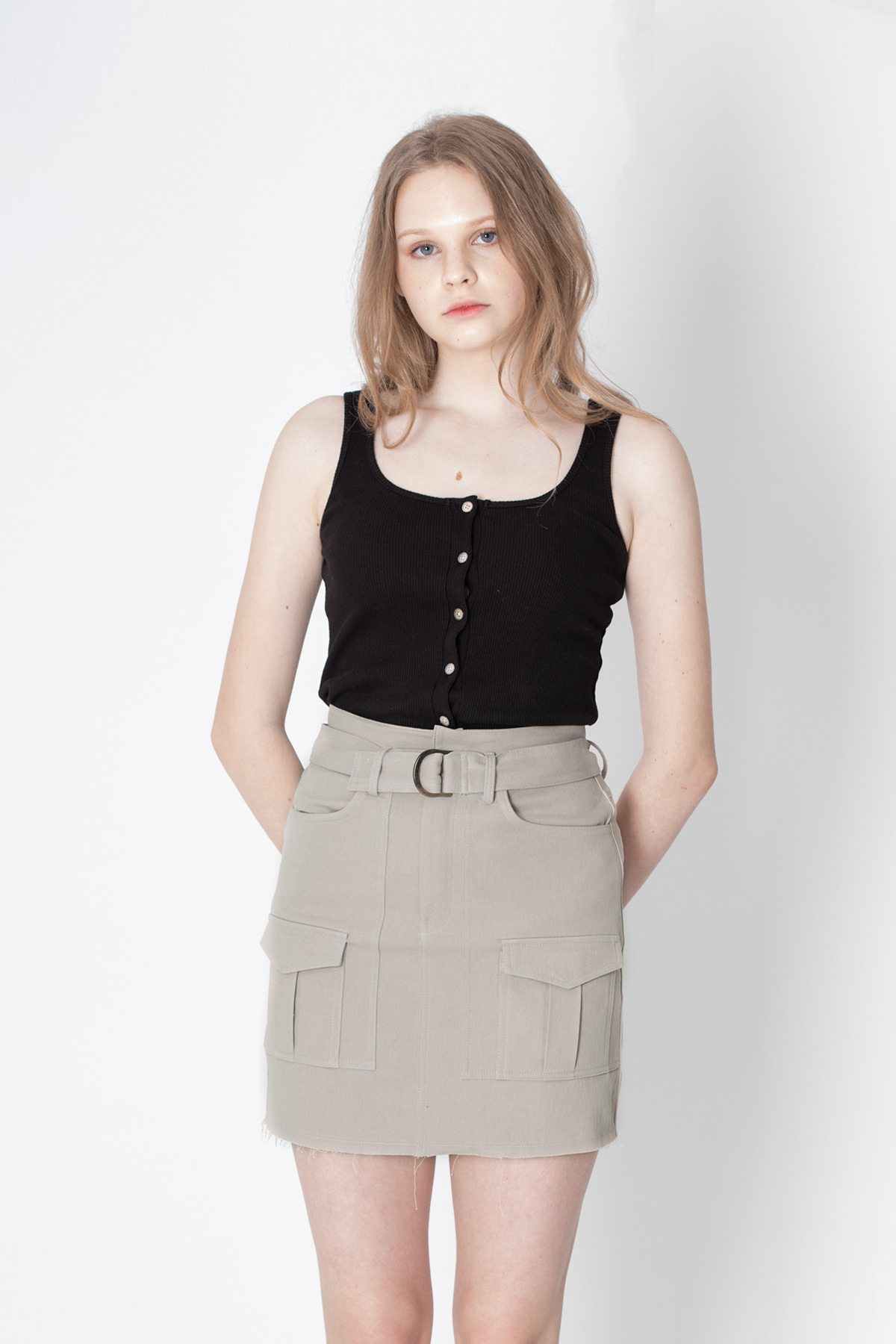 Pocket Mini Skirt (Beige)